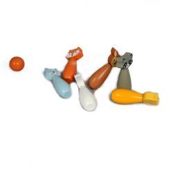 Drewniane kręgle leśne zwierzęta