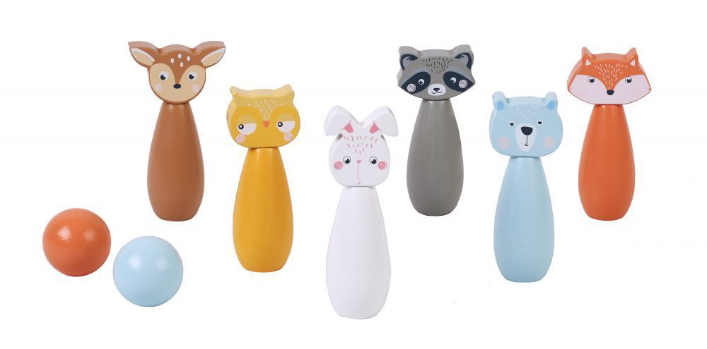 Drewniane kręgle leśne zwierzęta Drewniane kręgle leśne zwierzęta