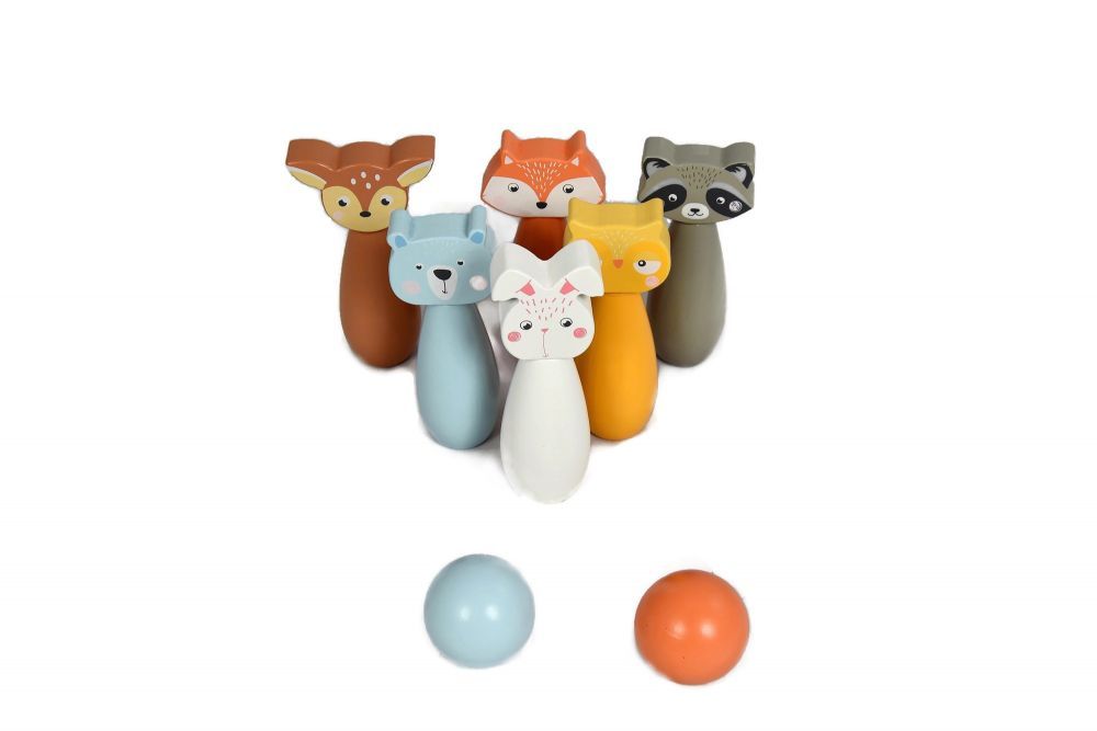 Drewniane kręgle leśne zwierzęta Drewniane kręgle leśne zwierzęta