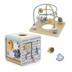 Activity Box Drewniane Edukacyjne Centrum Gier 5w1 kostka PolarB