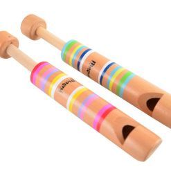 Drewniany gwizdek z tłokiem tęczowy