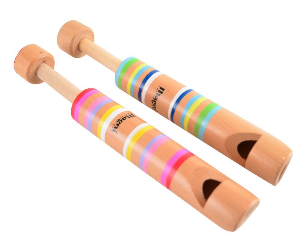 Drewniany gwizdek z tłokiem tęczowy Drewniany gwizdek z tłokiem tęczowy