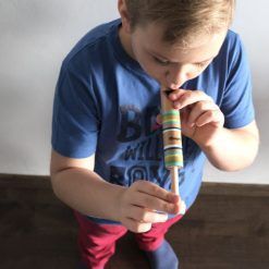 Drewniany gwizdek z tłokiem tęczowy