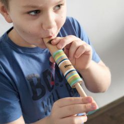 Drewniany gwizdek z tłokiem tęczowy