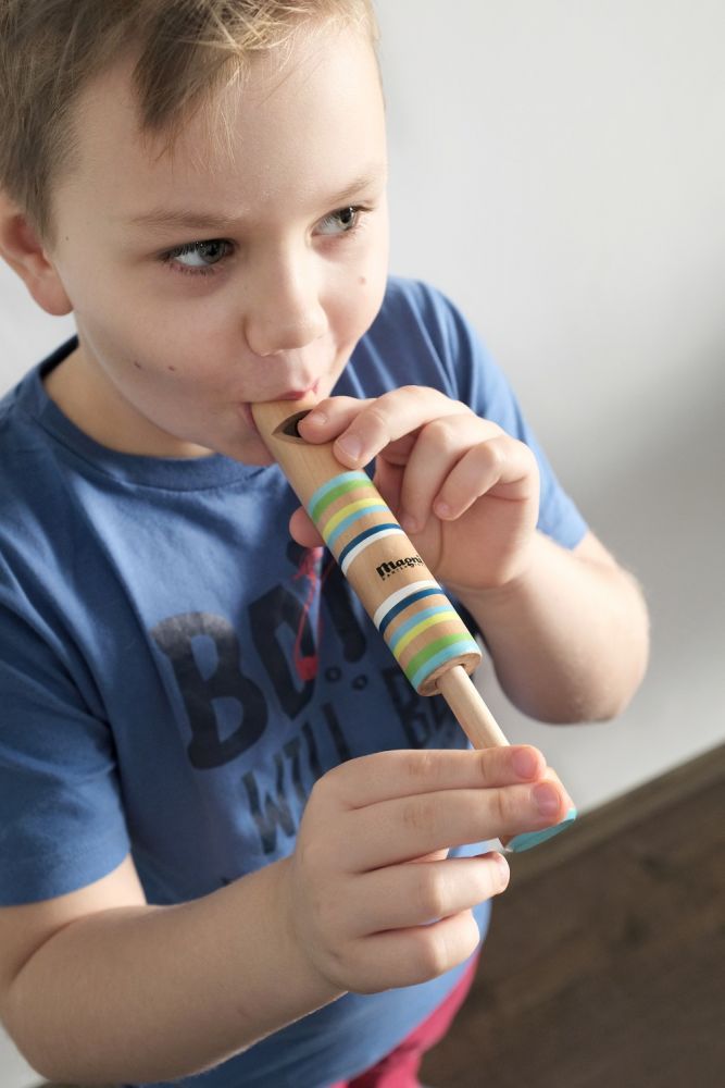 Drewniany gwizdek z tłokiem tęczowy Drewniany gwizdek z tłokiem tęczowy