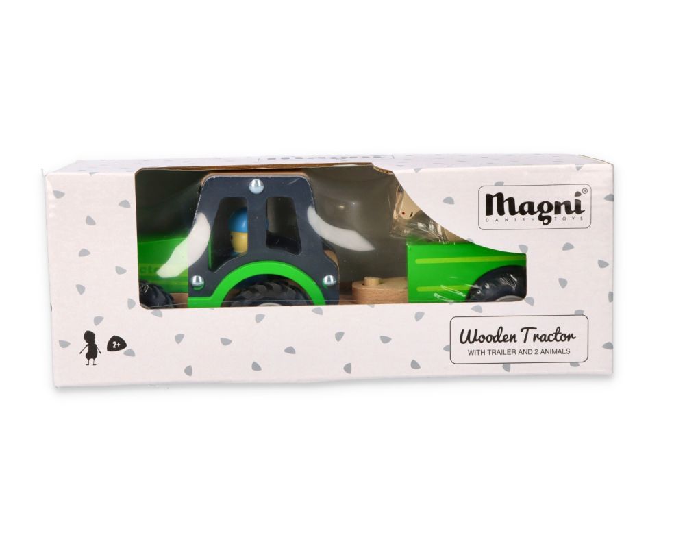 Drewniany traktor z przyczepątraktor z przyczepą Magni 2+ MG2622 5 Drewniany traktor z przyczepą