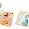 Puzzle drewniane króliczek z młodymi