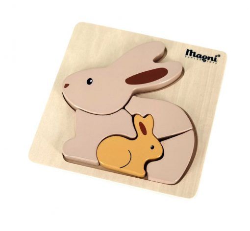 Puzzle drewniane króliczek z młodymi