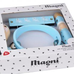 Zestaw muzyczny niebieski drewniany