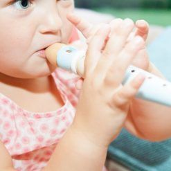 Zestaw muzyczny niebieski drewniany