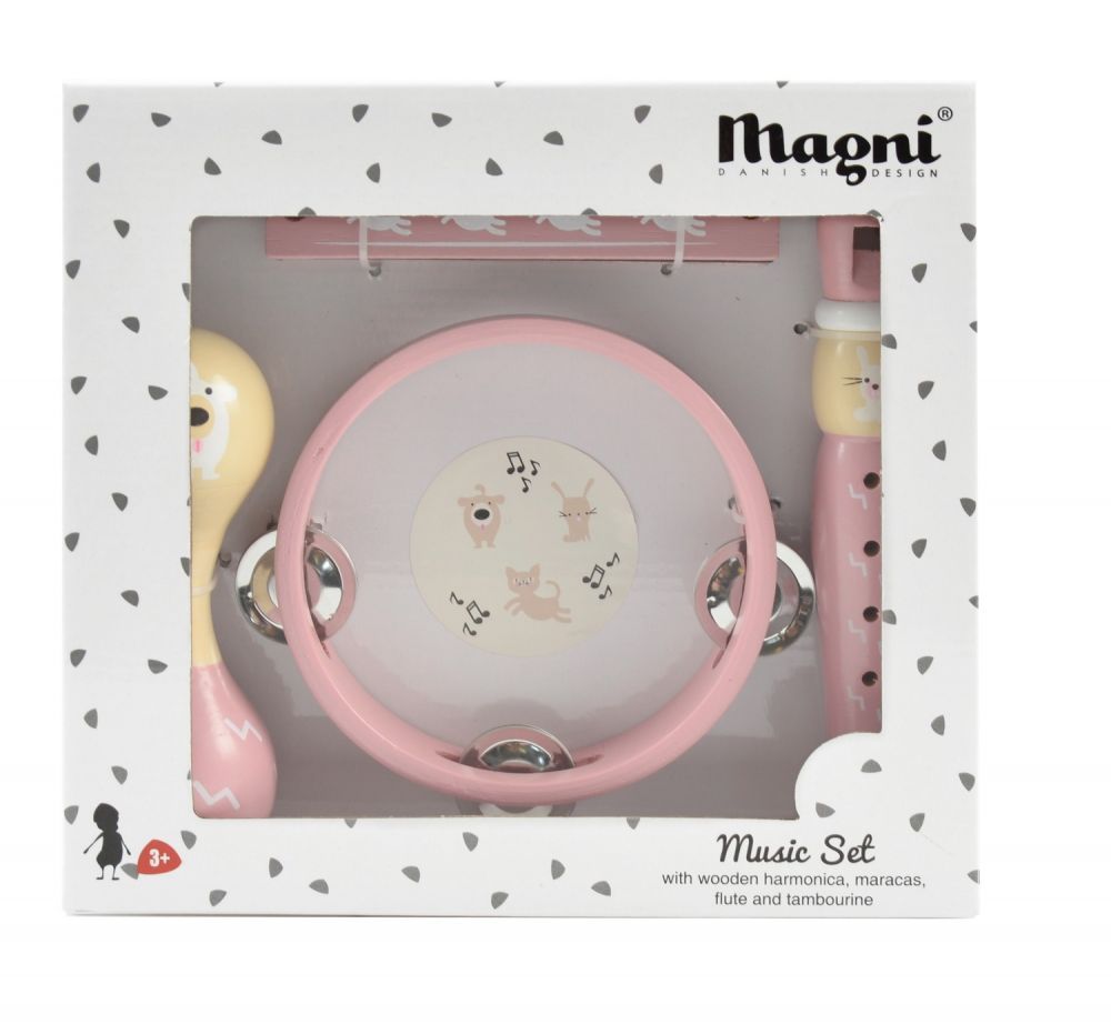 Zestaw muzyczny różowy drewniany Zestaw muzyczny różowy drewniany