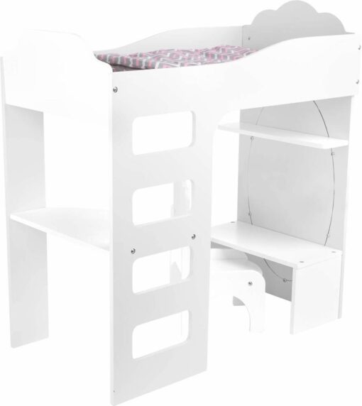 Łóżko piętrowe dla lalek z biurkiem